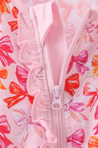 Premium berry blossom bows ruffle bamboo romper