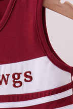 Premium Maroon Go Dawgs Mississippi embroidery ruffle dress