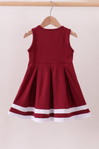 Premium Maroon Go Dawgs Mississippi embroidery ruffle dress