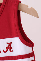 Premium Maroon Alabama embroidery ruffle dress