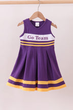 Premium Purple LSU Go Team embroidery ruffle dress
