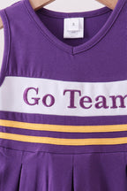 Premium Purple LSU Go Team embroidery ruffle dress