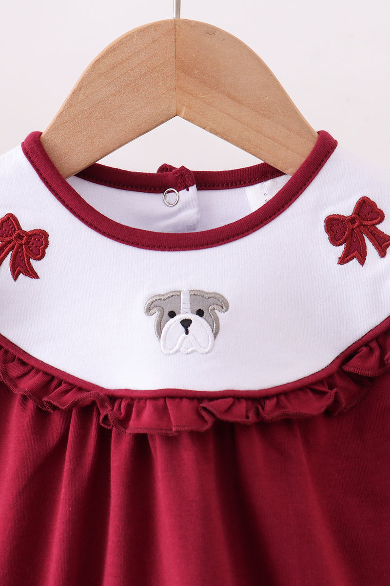 Premium Maroon Georgia bulldog bow embroidery bubble