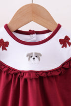 Premium Maroon Georgia bulldog bow embroidery bubble