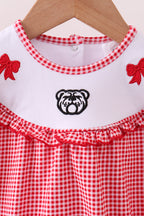 Premium Red Georgia bulldog bow embroidery bubble