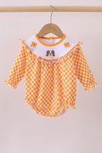 Orange Tennessee puppy bow embroidery checkered bubble