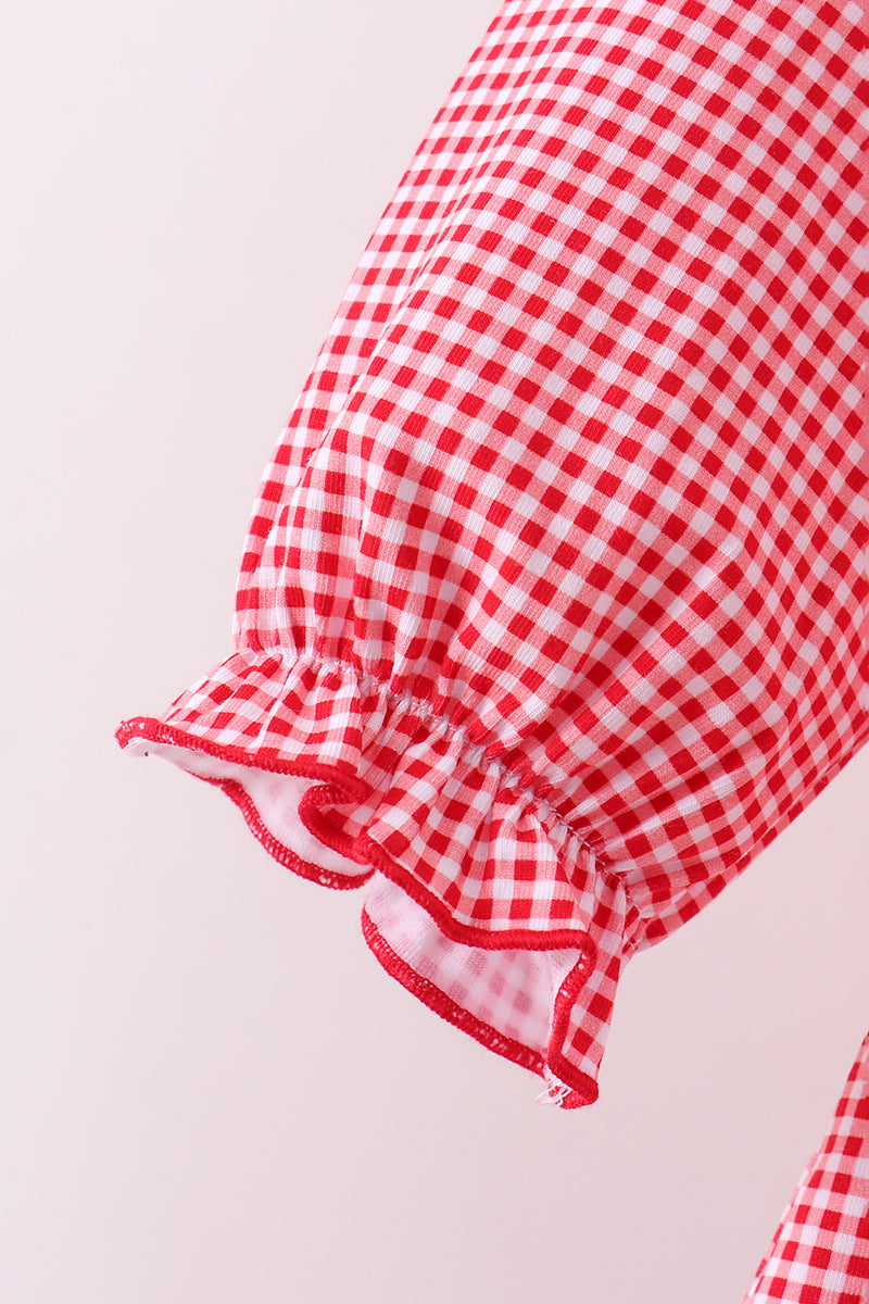 Premium Red Georgia bulldog embroidery ruffle pants set