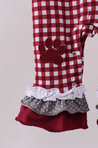 Premium Maroon Georgia bulldog gingham ruffle romper