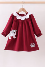 Premium Maroon Georgia bulldog applique dress