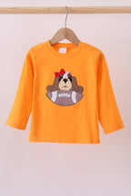 Premium Orange Tennessee puppy applique top