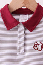 Premium Maroon Georgia stripe bulldog embroidery pants set
