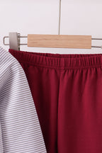 Premium Maroon Georgia stripe bulldog embroidery pants set
