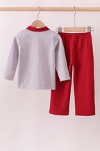 Premium Maroon Alabama elephant embroidery pants set