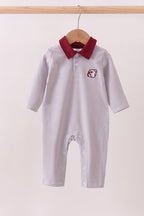 Premium Maroon Georgia bulldog embroidery romper