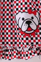 Checkered Georgia dog applique ruffle dress