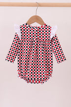 Checkered Georgia dog applique ruffle bubble