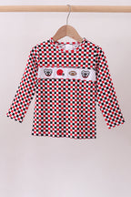 Checkered Georgia dog embroidery top