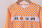 Orange Tennessee puppy bow embroidery checkered top