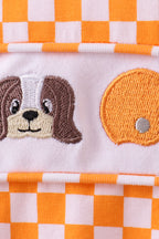 Orange Tennessee puppy bow embroidery checkered bubble