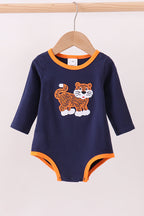 Premium Navy Auburn tiger applique bubble