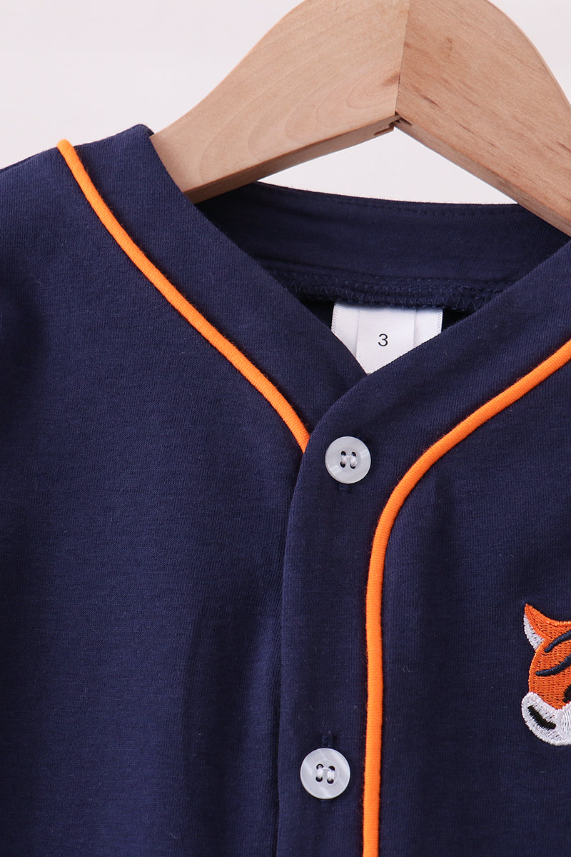 Premium Navy Auburn tiger embroidery cardigan