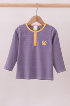 Premium Purple LSU stripe embroidery top