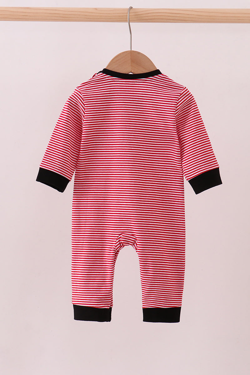 Premium Red Georgia stripe bulldog romper