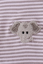 Premium Gray Alabama stripe elephant embroidery dress