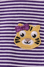 Premium Purple LSU stripe tiger embroidery dress