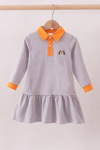 Premium Orange Tennessee stripe puppy embroidery dress