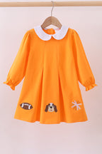 Premium Orange Tennessee puppy applique dress