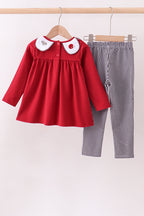 Premium Maroon Alabama elephant football embroidery gingham pants set