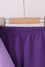 Premium Purple LSU tiger football embroideyr gingham ruffle pants set