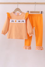 Premium Orange Tennessee puppy football embroidery ruffle pants set