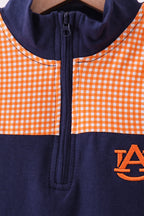 Premium Navy Auburn embroidery ruffle top