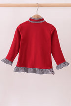 Premium Maroon Alabama embroidery ruffle top