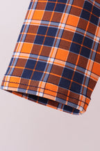 Premium Navy Auburn embroidery plaid top