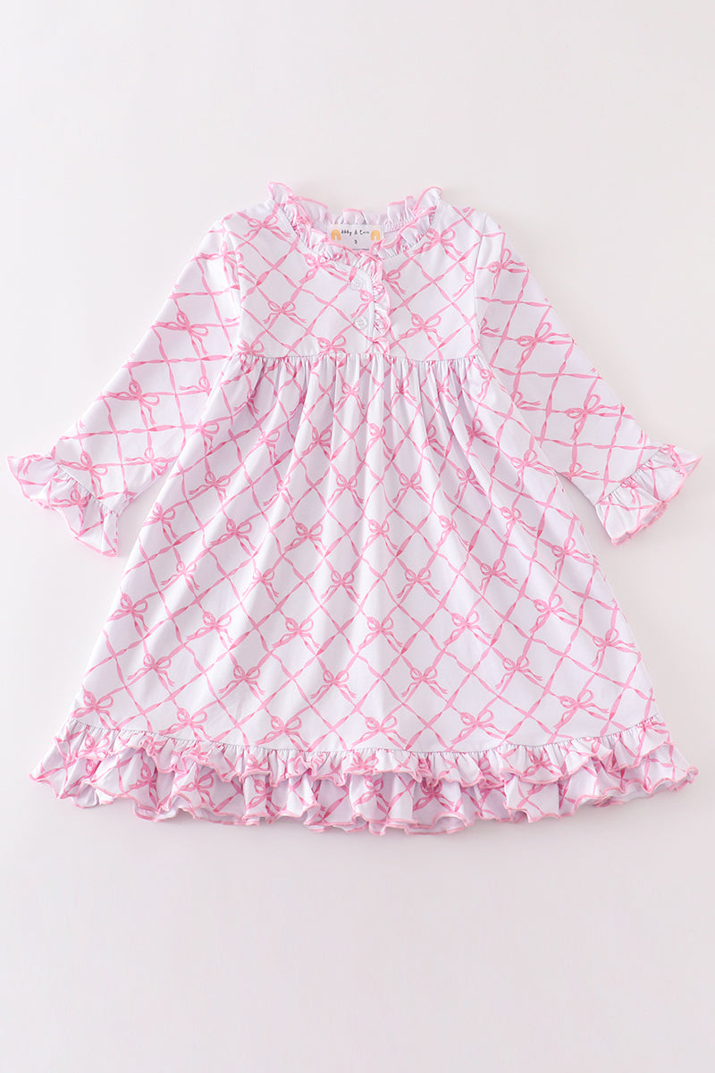 Pink Bow Ruffle Pajama Dress