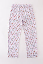 Premium pink christmas santa claus print women pajama pants