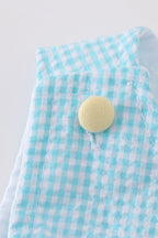 Premium mint bunny egg embroidery gingham jonjon