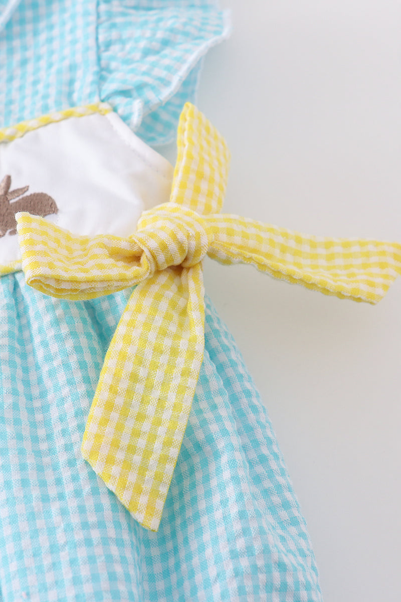 Mint Gingham Embroidered Bubble