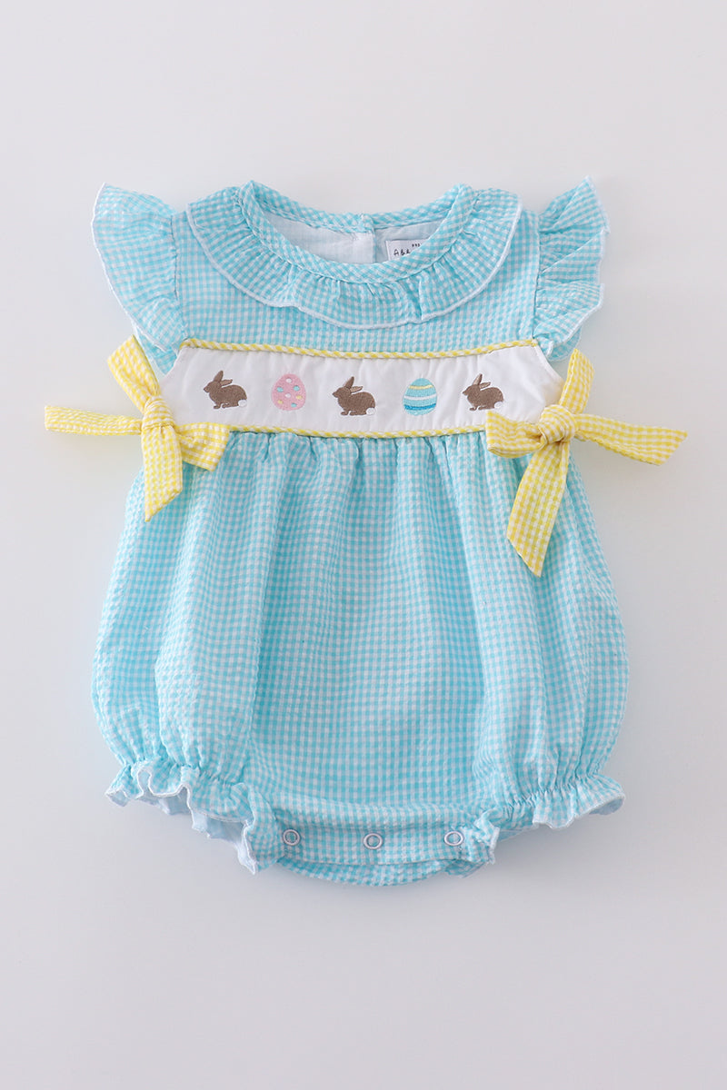 Mint Gingham Embroidered Bubble