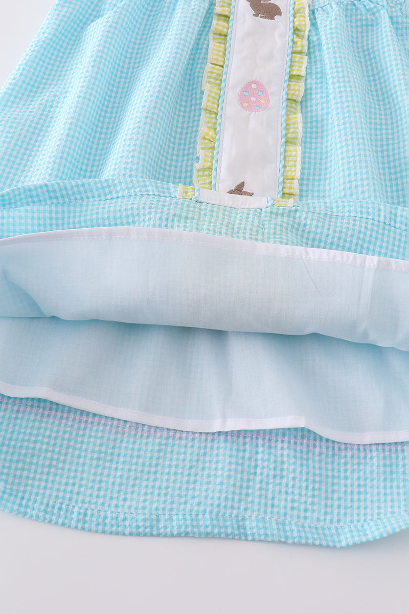Mint Gingham Embroidered Dress