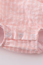 Pink Gingham Embroidered Bunny Bubble