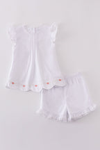 Premium white floral embroidery set