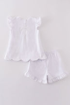 Premium white floral embroidery set