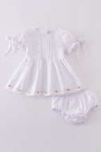 Premium white floral embroidery bloomer set
