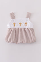 Premium brown cross embroidery bubble