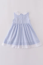 Premium Blue sailboat embroidery dress