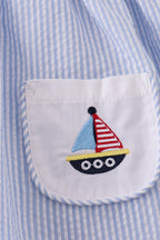 Premium Blue sailboat embroidery dress